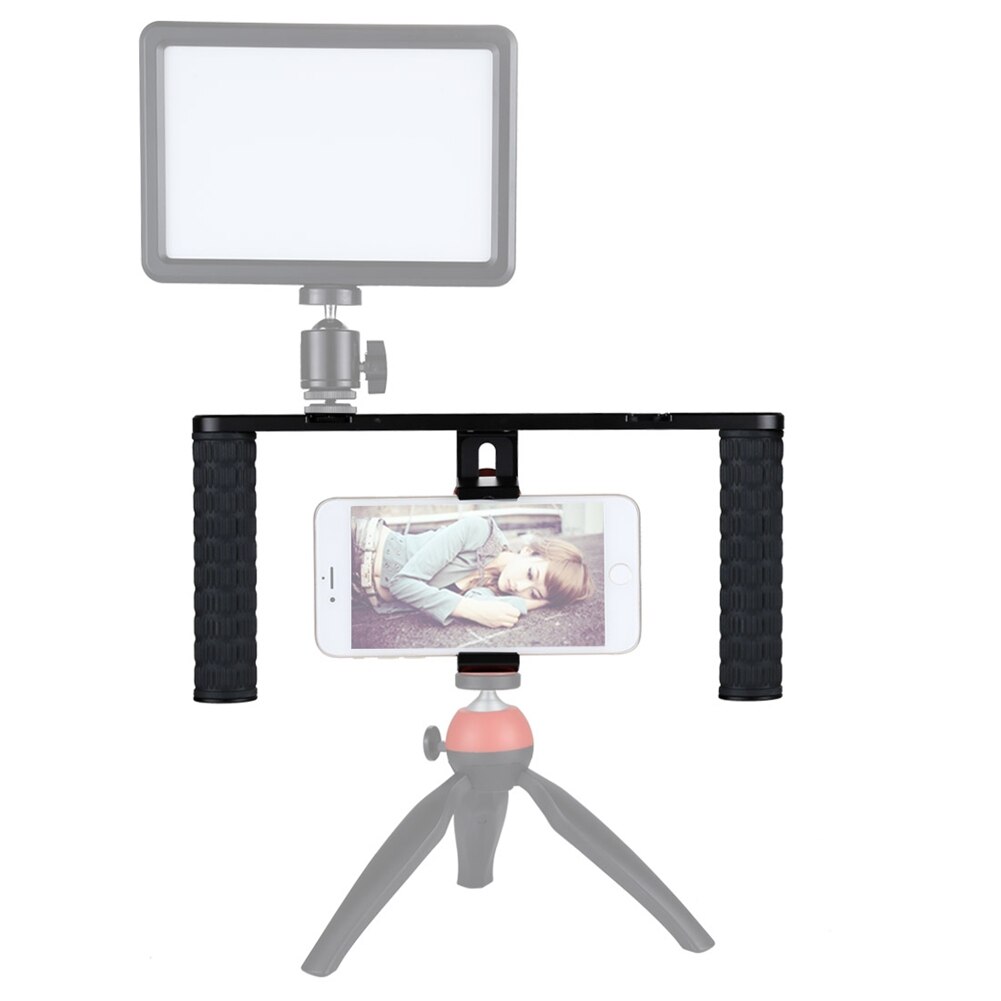 PULUZ Support Recording Rig Dual-handle Rig Phone Stabilizer Adjustable Stabilizer Phone for iphone Xiaomi Huawei Smartphone