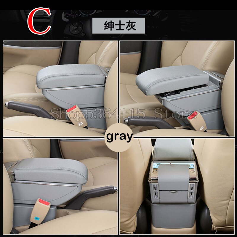 Boîte de rangement, accoudoirs compacts en cuir, pour Peugeot 206, 207, grand espace, Console centrale de voiture, boîte de rangement cendrier: C   gray