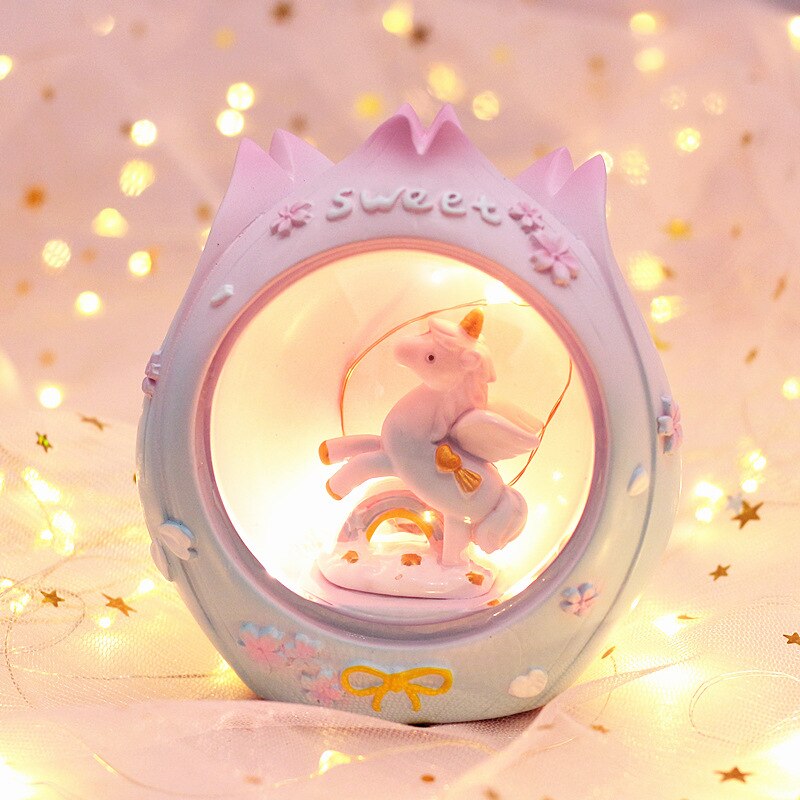 Unicorn baby sleep night light cute star Lamp girl heart bedroom romantic table lamp home decor luminous toys