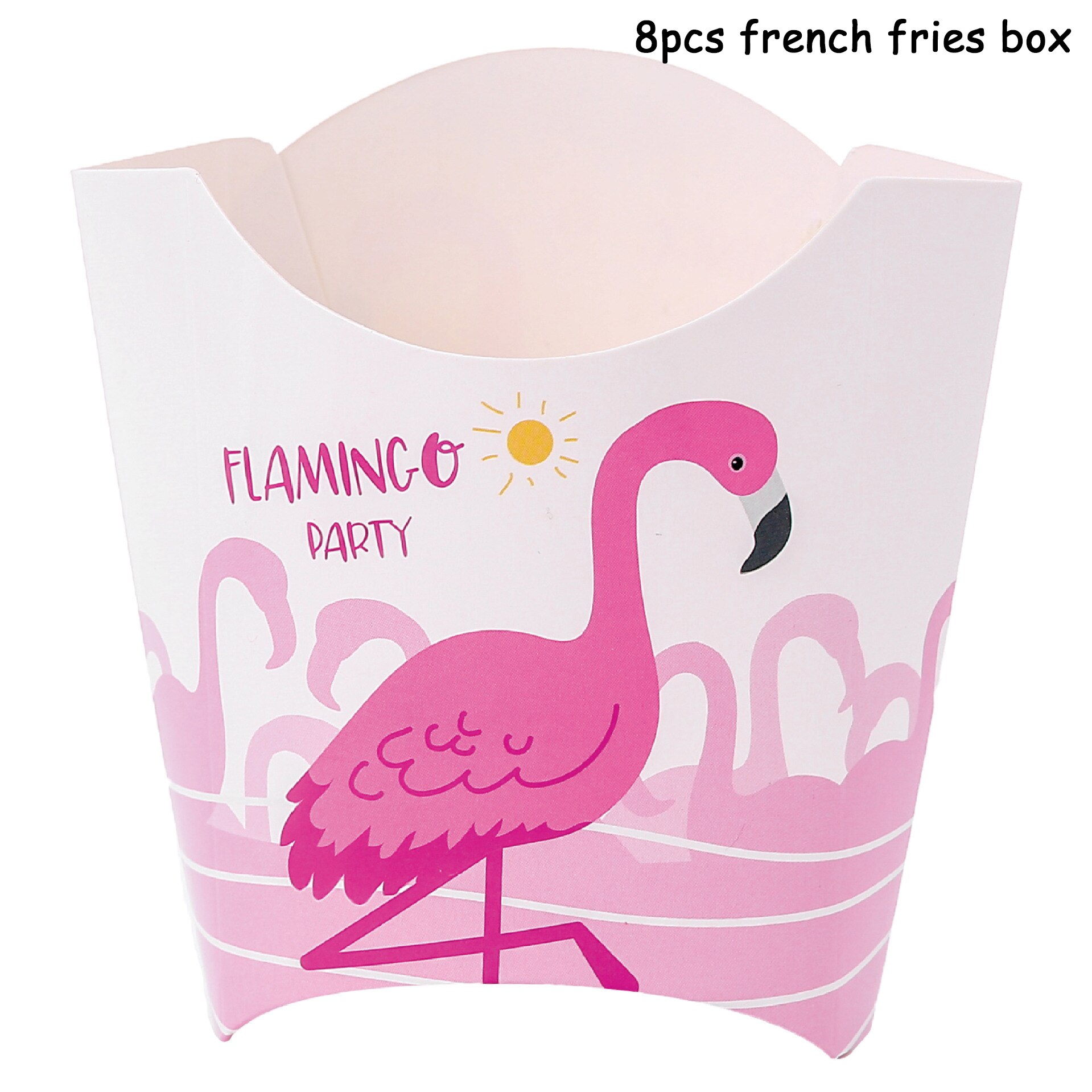 Suministros de de cumpleaños, vajilla desechable de flamenco, rosa, plato, tazas o manteles, Baby Shower, decoración para de boda: 8pcs fries box