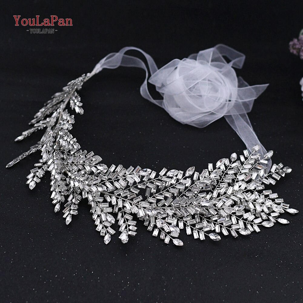 YouLaPan SH312 Silver Diamond Wedding Belt Wedding Dress Belts with Rhinestones Belt Dress Sash Belt Bride Belt Jeweled Belt