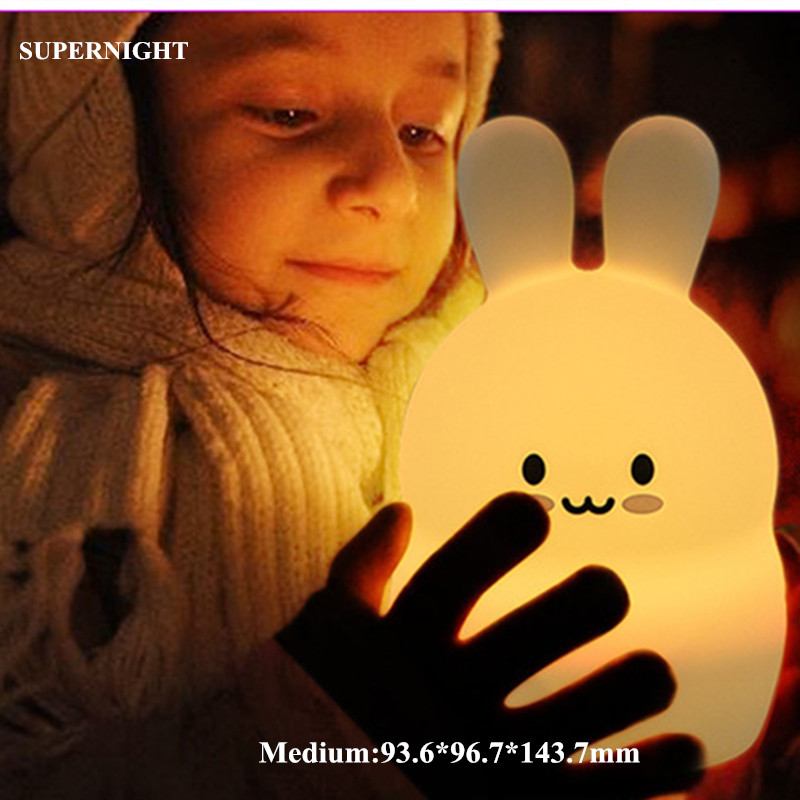 Touch Sensor 9 Kleuren Konijn LED Nachtlampje Cartoon Siliconen Bunny Tafellamp Slaapkamer Bedlampje voor Kinderen Kids Baby