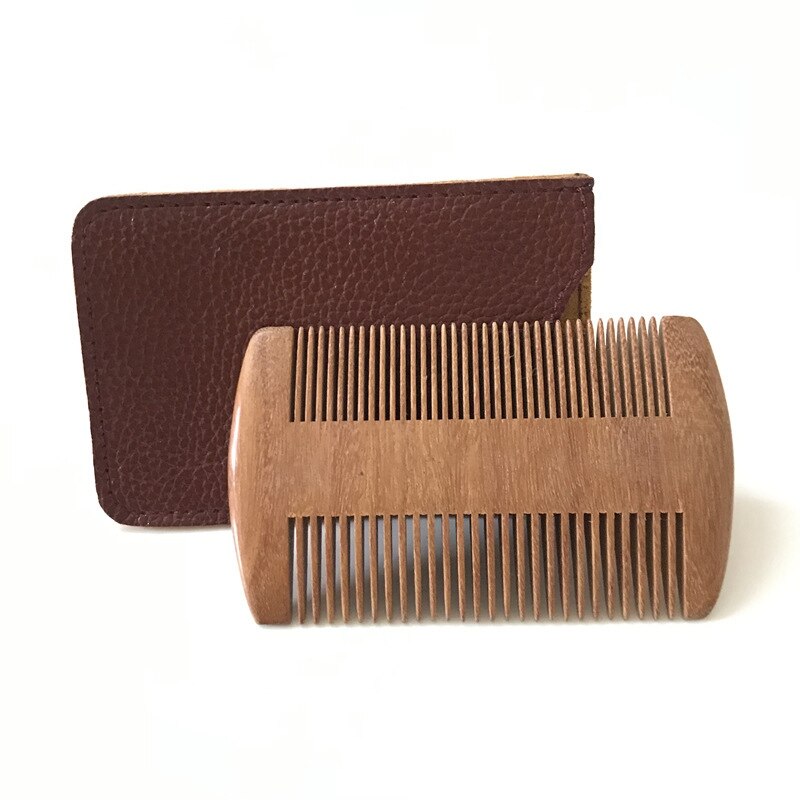Wooden Beard Comb Natural Sandalwood Beard Comb with Fine &amp; Coarse Teeth - Anti-Static Pocket Comb for Everyday Carry: Default Title