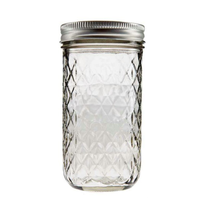 350ml diamantboll murare dricka kopp sylt honungsflaska transparent förseglad glasburk kristallkoppar