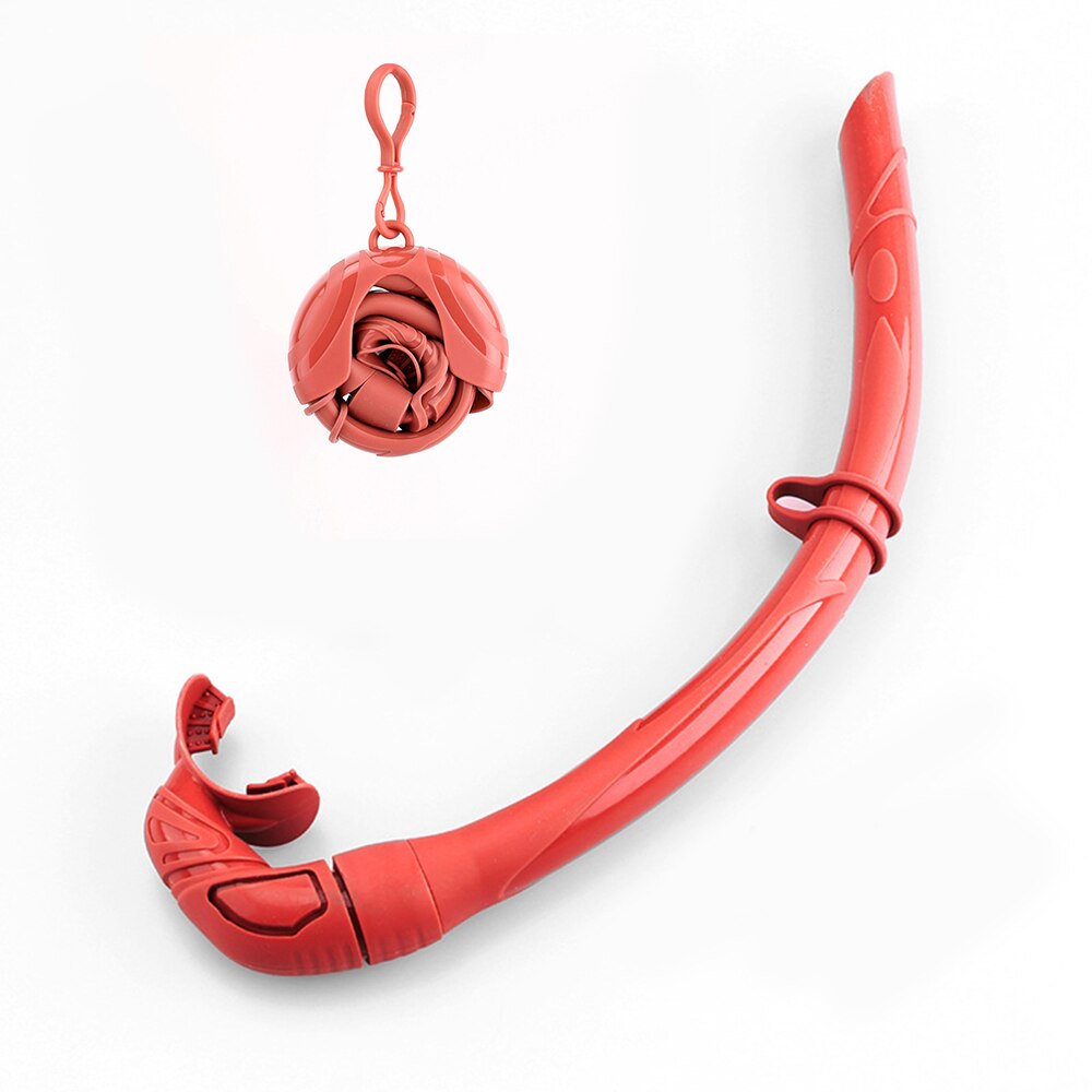 Tuba pliable en Silicone pour hommes et femmes, avec étui de rangement Compact, Tube de respiration humide pour la plongée en apnée: Orange