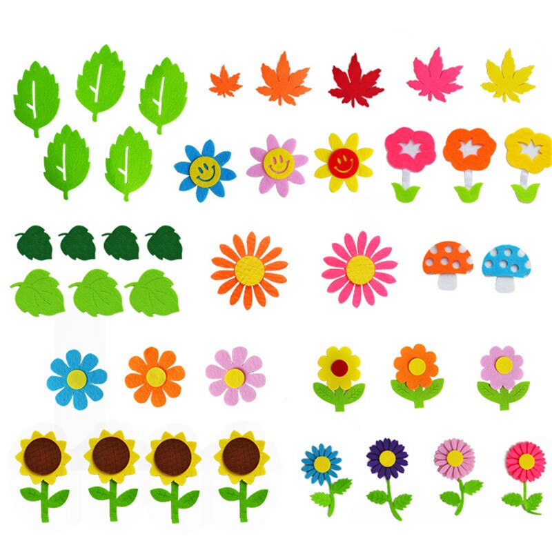Håndlavet filt legetøj blomster dekoration klistermærke børn gør-det-selv håndværkssæt dekorere skoleværelser væg begivenhed fest klud husvæg