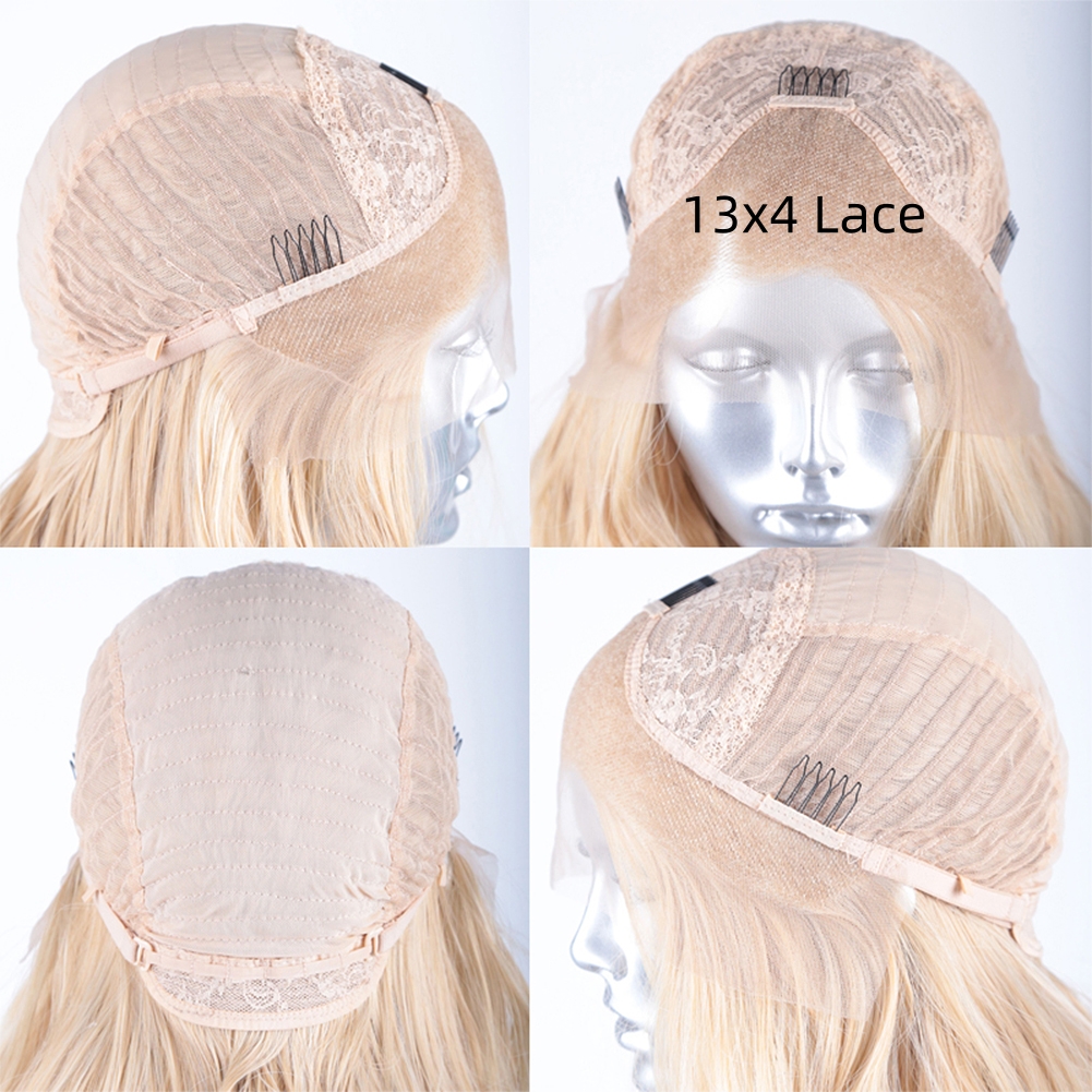 AIMEYA-pelucas frontales de encaje sintético 13x4 para mujer, peluca de encaje Rubio blanco, fibra resistente al calor, línea de cabello Natural, pelucas para de Cosplay