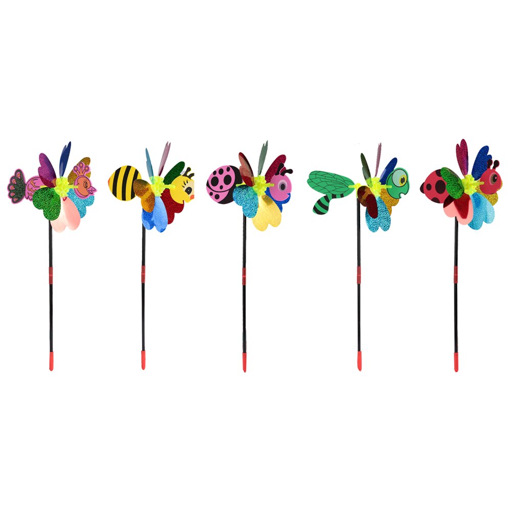 Bee Windmill Wind Spinner Plastic Color Random Garden Yard Pinwheel Toy Outdoor 3D Beautiful Lovely for Insect Whirligig