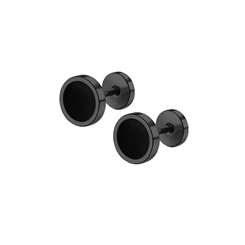 6 Pairs Barbell Oor Stud Set Titanium Staal Hypoallergeen Piercing Punk Oorbellen Sieraden Voor Mannen Vrouwen 8Mm Goud Zilver zwart: StyleA-Black-1pairs