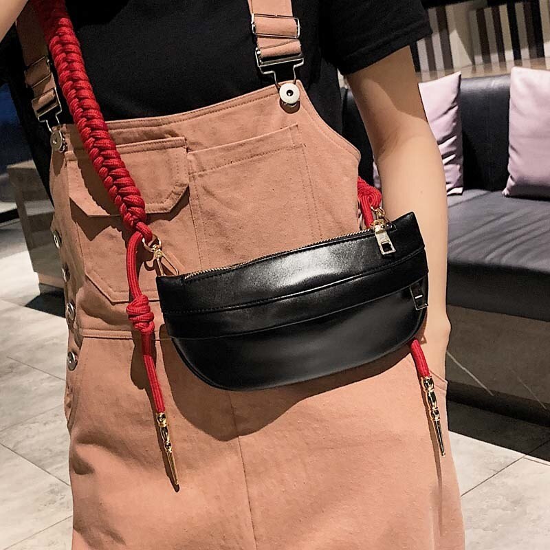 [Bxx] Vrouwen Single Schouder Crossbody Tas All-Match Flap Zomer Mode Vrouwelijke Touw Ketting Pu Lederen Taille Borst tas HF233