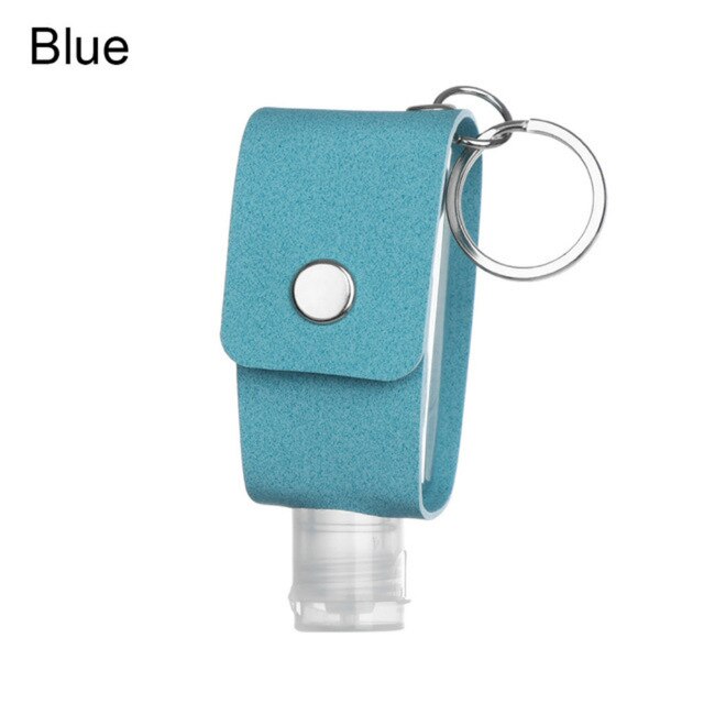 30ml Travel Portable Hand Sanitizer Bottle Keychain Holder Reusable Bottle Hand Washing Gel Storage Bottle With Keychain Carrier: Blue