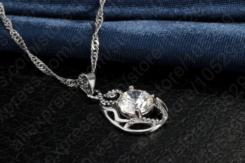 Conjunto de colgantes de circonia cúbica para mujer, de Plata de Ley 925 con gota de agua, collares, joyas de Boda nupcial de cristal, a precio de fábrica