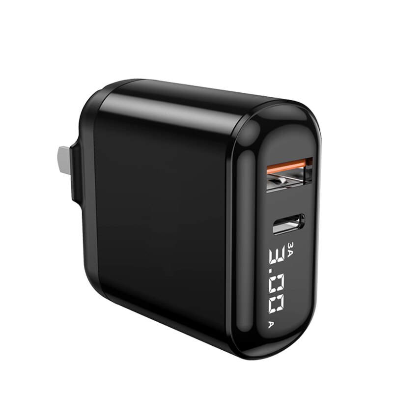 Digitale Display Quick Charge 3.0 Usb Charger 18W Pd 3.0 Snel Opladen Voor Iphone 11 Pro Mobiele Telefoon Usb C Charger Power Adapter: US