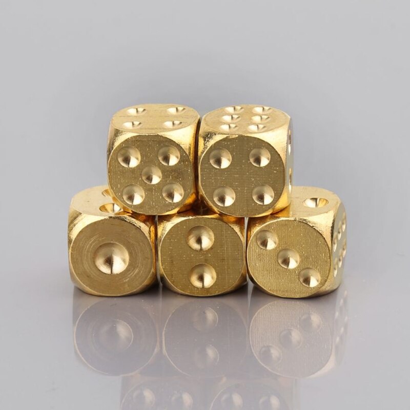 6 stücke 13mm Kupfer Würfel Heimat Dekor Durcheinander Würfel Bar Liefert Spiel Werkzeug Kupfer Metall 24BD