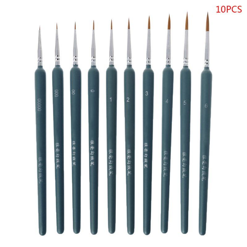 3/10Pcs Professionele Hand Geschilderd Haak Lijn Pen Fijne Tip Aquarel Olieverf: Blue-D