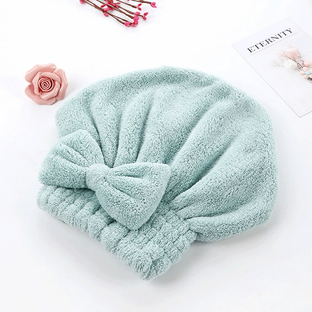 Frauen Komfort Schlecht Kappe Handtuch Turban wickeln Haar Trocknen Handtuch Hütte Kopf Abdeckung Spa Dusche Turban: Grün