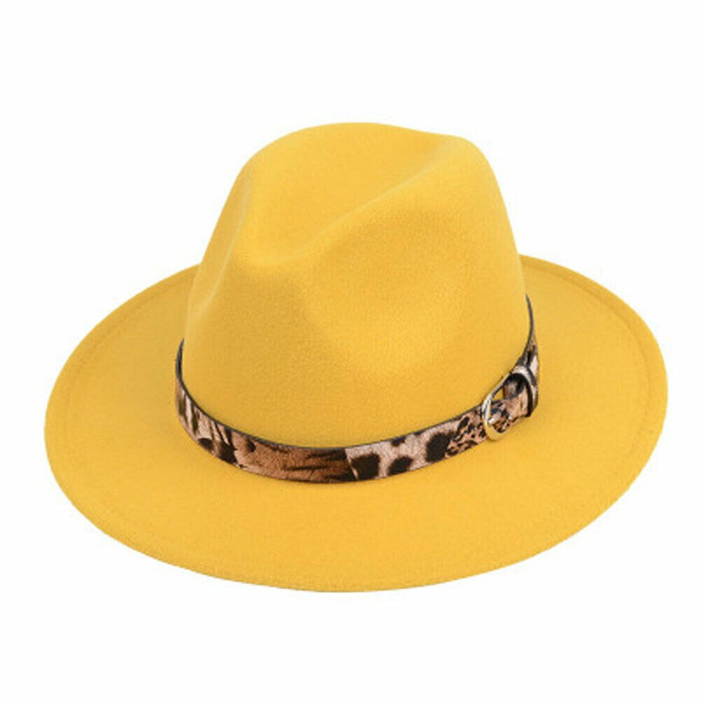 Women Men Wide Brim Outback Hat Panama Jazz Hat Felt Fedora Hats Cowboy Hat Black Blue Red Yellow: Yellow