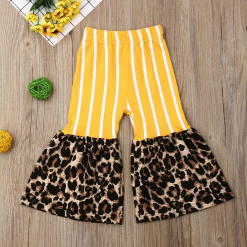 1-6Years Del Bambino Del Capretto Vestiti Della Ragazza A Righe Flare Leopardo Gonne e Pantaloni Pantaloni Delle Ghette Dei Pantaloni