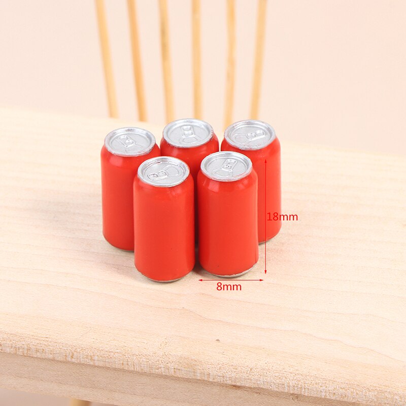 5Pcs 1:12 Dollhouse Miniatuur Blik Cola Drinken Model Voedsel Pretend Play Speelgoed Poppenhuis Keuken Decor