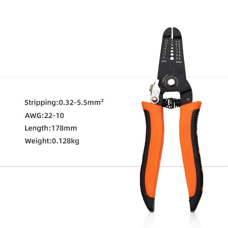 HS-D1 Wire Stripping Tool Self-adjusting 8" Automatic Wire Stripper Pliers Tool for Wire Stripping, Cutting, Crimping 10-24 AWG: KY-1