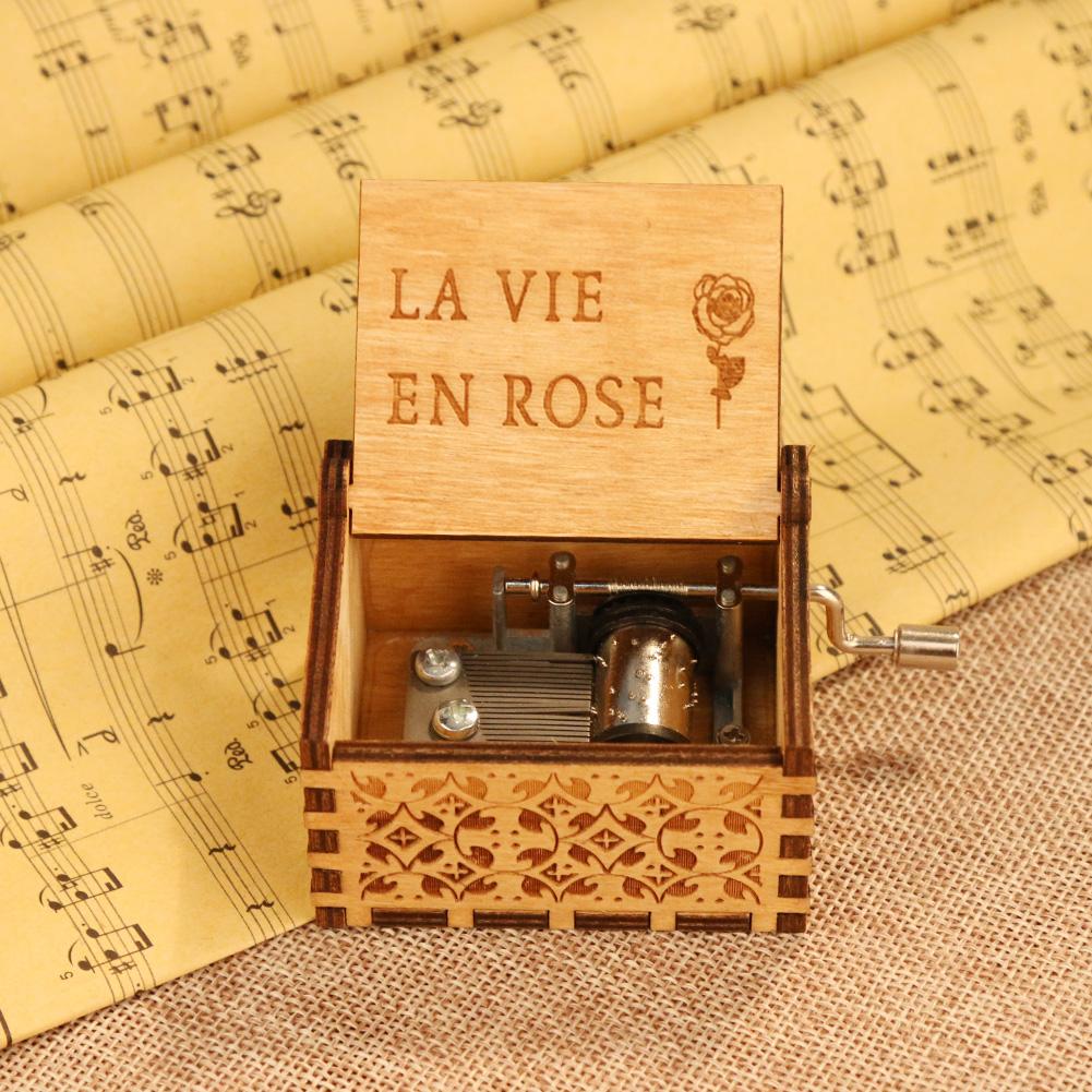 2022 Antique Wooden Music Box Hand Cranked Wooden Musical Box Christmas Musica Theme Birthday Vintage Music Box