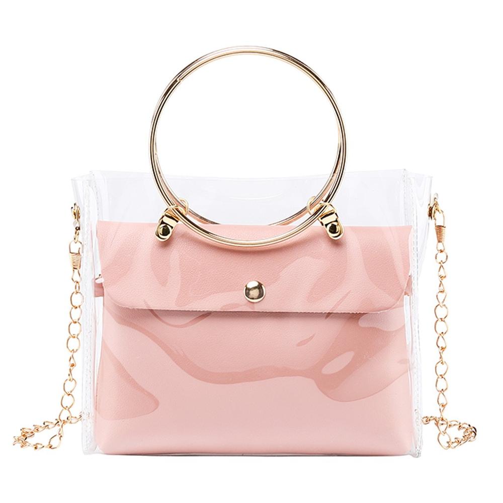 Sacs à Main en PVC Transparent pour femmes H10, sacoche transparente en perles, sacoches pour dames, sacs à bandoulière, # H10: Pink