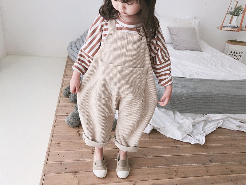 Aankomst Lente Kinderen Corduroy Broek Baby Jongens Meisjes Jarretel Broek Kinderen Koreaanse Stijl Overall met Pocket