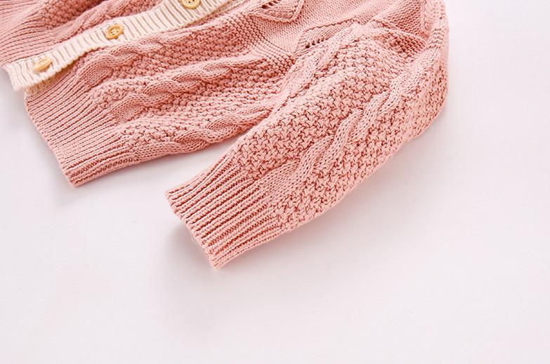 frühling Outwear Baby Kleinkind Mädchen Gestrickte zur Seite fahren Langarm O Nacken Colorblock Schlag-Single-gebrüstet Strick Häkeln Strickjacke