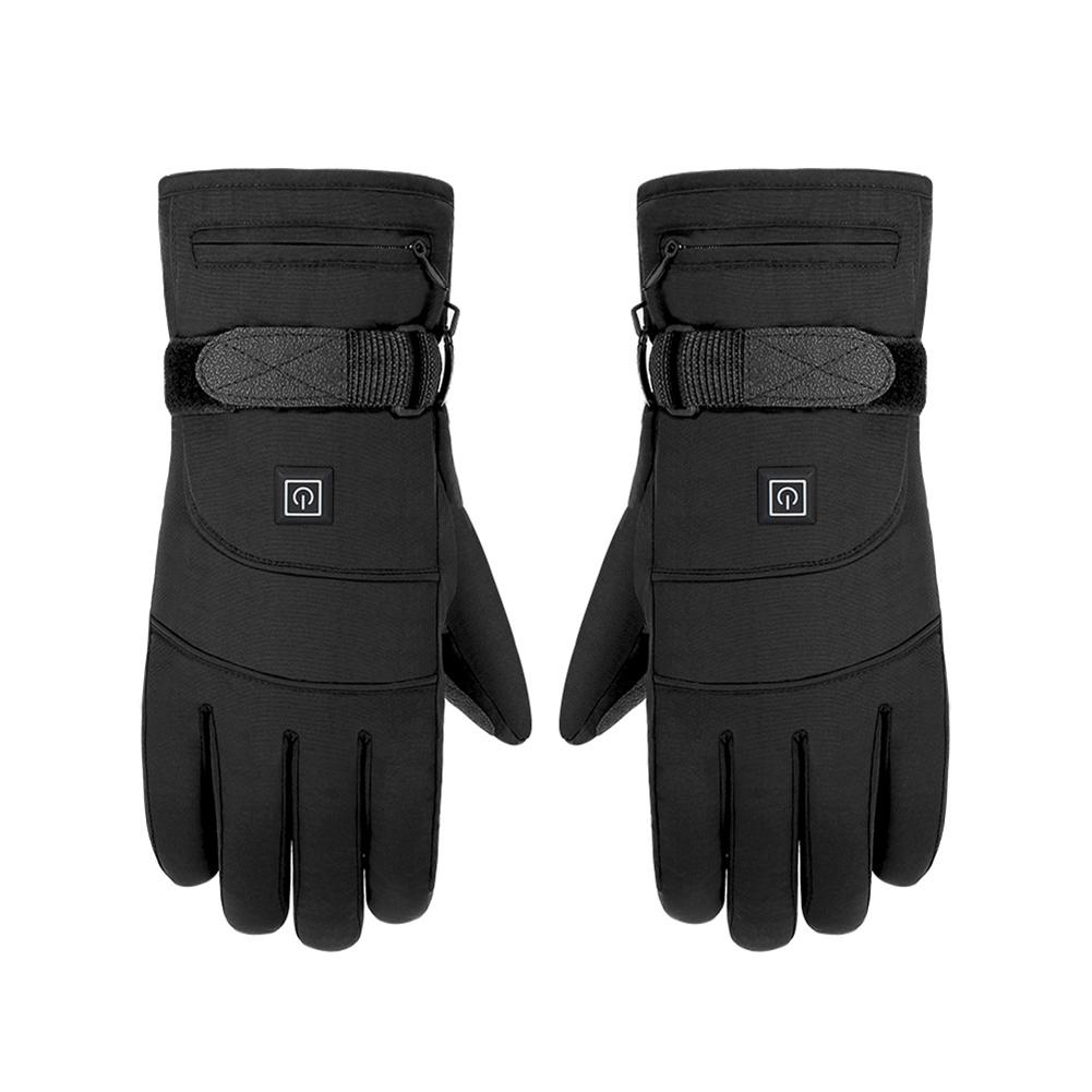 3 Niveaus Temperatuur Verwarmde Motorhandschoenen 3.7V Oplaadbare Touch Screen Elektrische Verwarming Handschoen Skiën Warmer Gants Moto: With batter