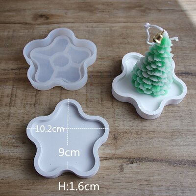 Hexagon Coaster Concrete Tray Silicone Mold Round Square Candlestick Plaster Base Tray Mould Cement Flowerpot Pedestal Molds: C