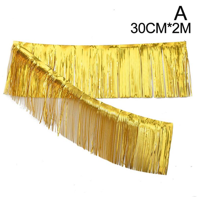 2m Birthday Party Backdrop Curtain Metallic Foil Fringe Shimmer Backdrop For Wedding Anniversary Baby Shower Photo Zone Bac W8u4: Gold