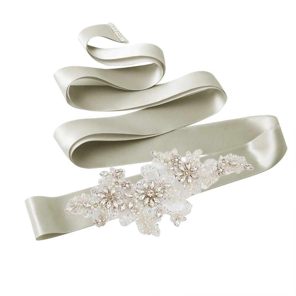 TRiXY S139 strass ceinture perles mariage ceinture argent diamant ceinture mariée ceinture mariage robe accessoire blanc brodé ceinture: dark gray