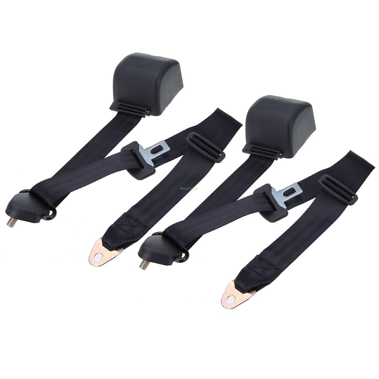 2 Or 4-Pack Adjustable 2-Point Lap Seat Belt – Black Retractable Safety Belt By AIRKOUL