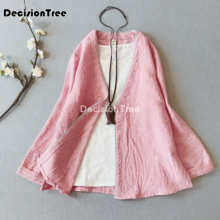 China tops blusa tang antiguo estilo chino manga completa cheongsam camisas servicio de té de algodón de lino hanfu abrigo chaqueta