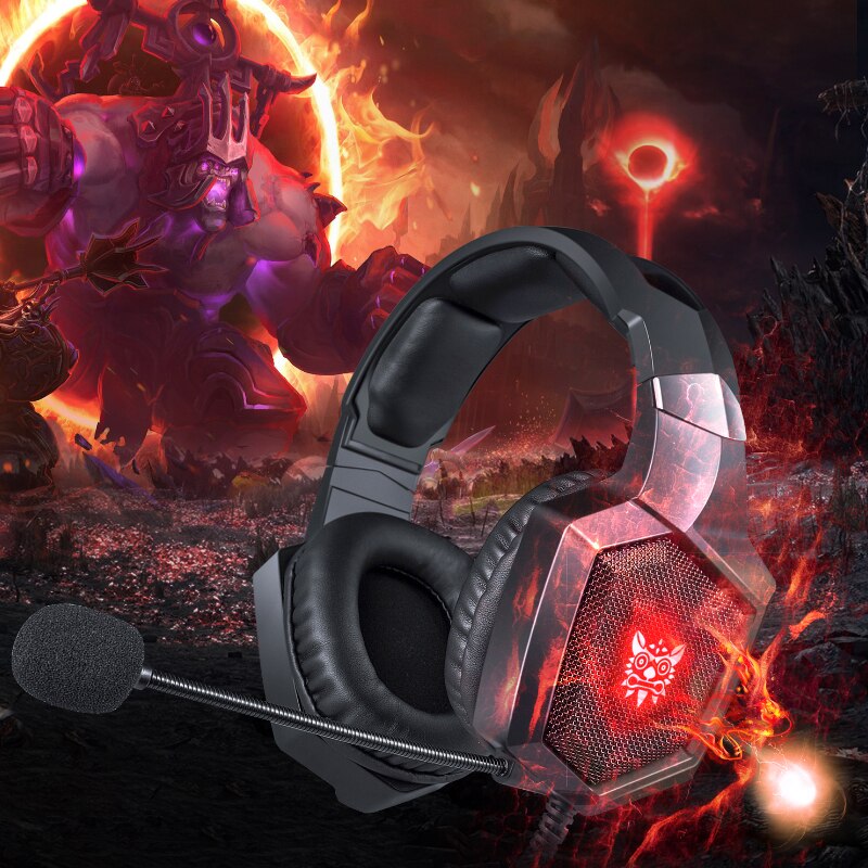ONIKUMA K8 Gaming Headphones Camouflage Casque Wired PC Gamer Stereo Game Headset With Mic LED Light For PS4 PC XBox One Laptop