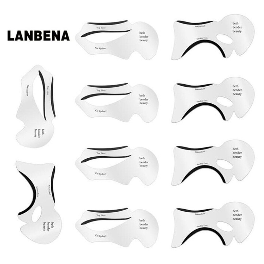 10 stk/sett eyeliner sjablong toppbunn smokey & cat eye liner mal sminkeverktøy