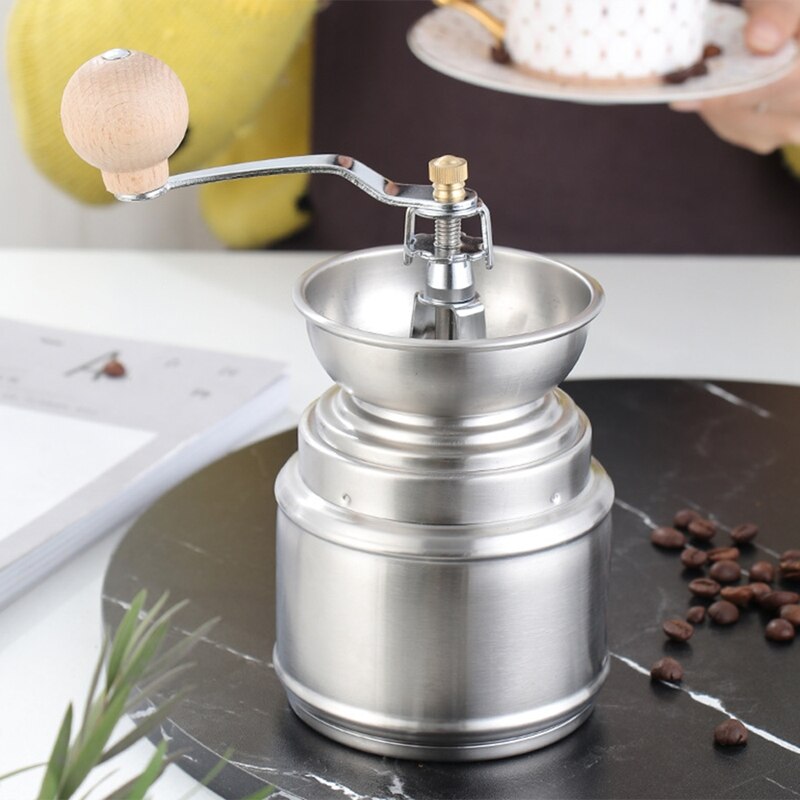 Manuell kaffekvarn rostfritt stål retro kaffe krydda mini burr kvarn hjulmaskin: Default Title
