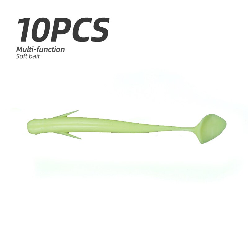 ARDEA 10 Uds cebo de gusano señuelo de Pesca de silicona suave señuelos de gusano aparejo suave carpas Pesca señuelo de trucha cebo de invierno: green / 70mm 2.7g