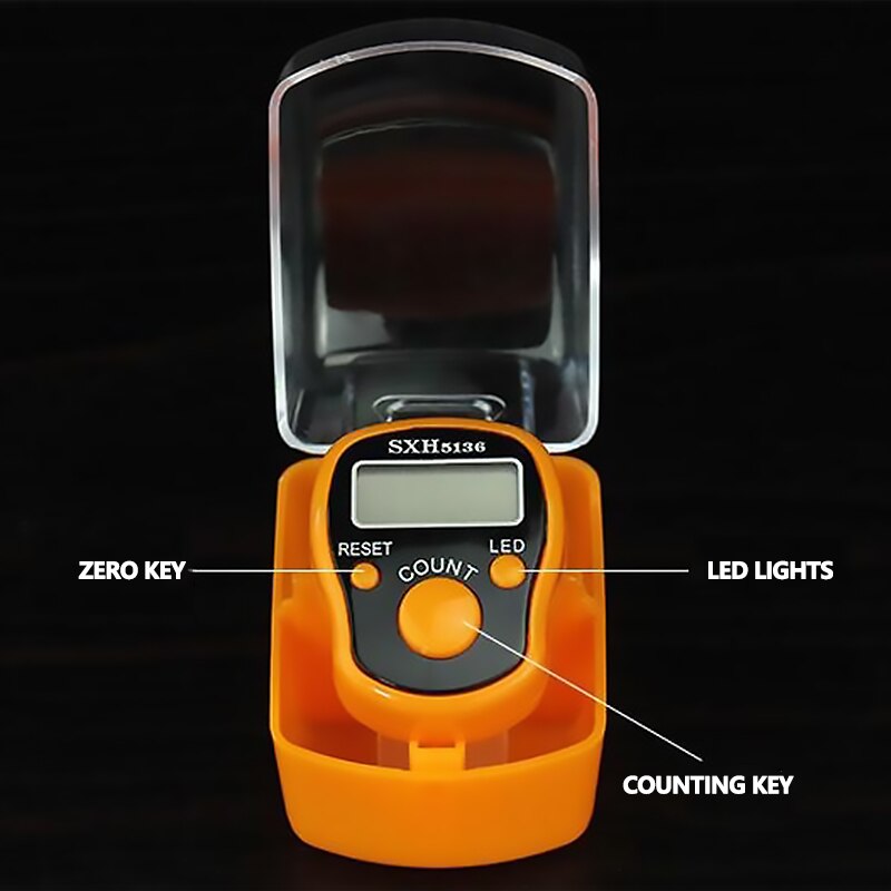 Mini Stitch Marker Row Finger Counter LCD Electric Digital Display with LED Light LED Finger Counter