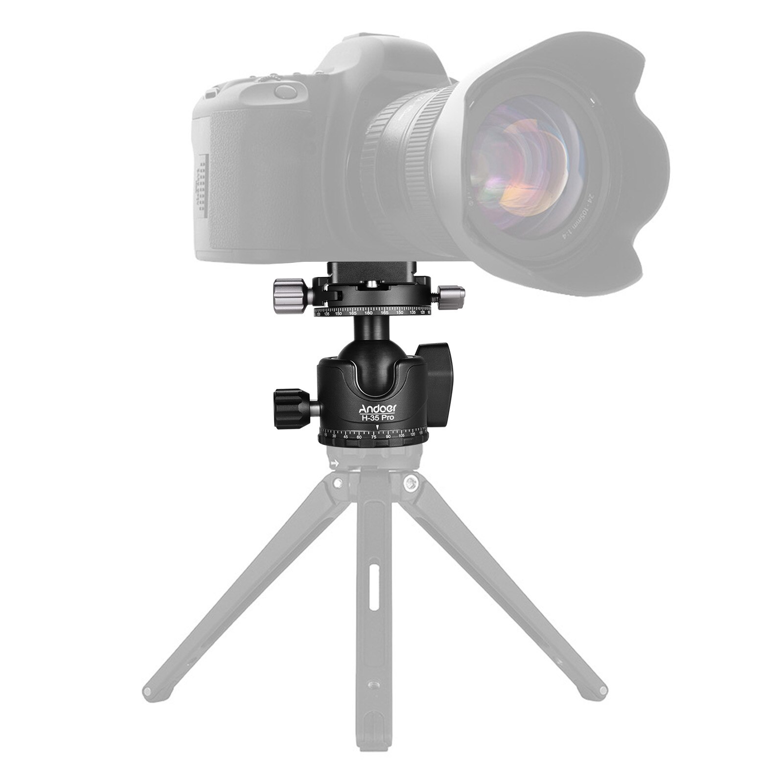 TINKTEEK Pyramid Kogelkop met 2 Panorama-platen 9 cm Laag Zwaartepunt max. Draagvermogen 20 kg Kogeldiameter 44 mm