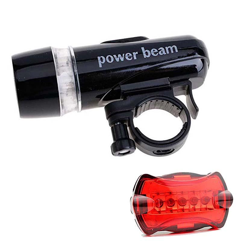 5 Led Waterdichte Power Beam Fiets Front Light Head Light Zaklamp Zaklamp Bicyle Koplamp: Black and Tail