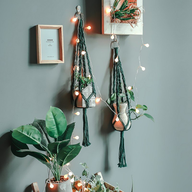 Hanging Baskets Handmade Plant Hanger Flowerpot Holder Basket Hanging Flowerpot Net Vintage Macrame Plant Hangers