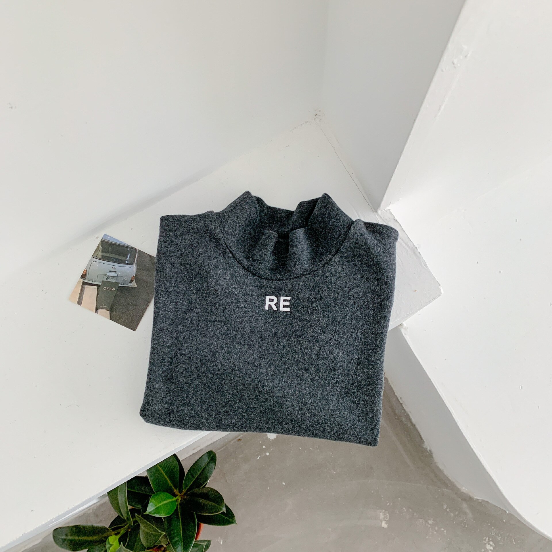 Efterår piger langærmet t-shirt børn bomuldstoppe piger top: Mørkegrå / 2t