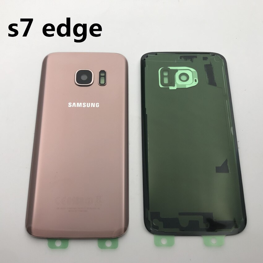 Samsung Galaxy S7 G930 S7 edge G935 cubierta trasera de la batería carcasa de la puerta + oído de la Cámara de cristal lente MARCO DE REPUESTO piezas de reparación: s7 edge rose gold