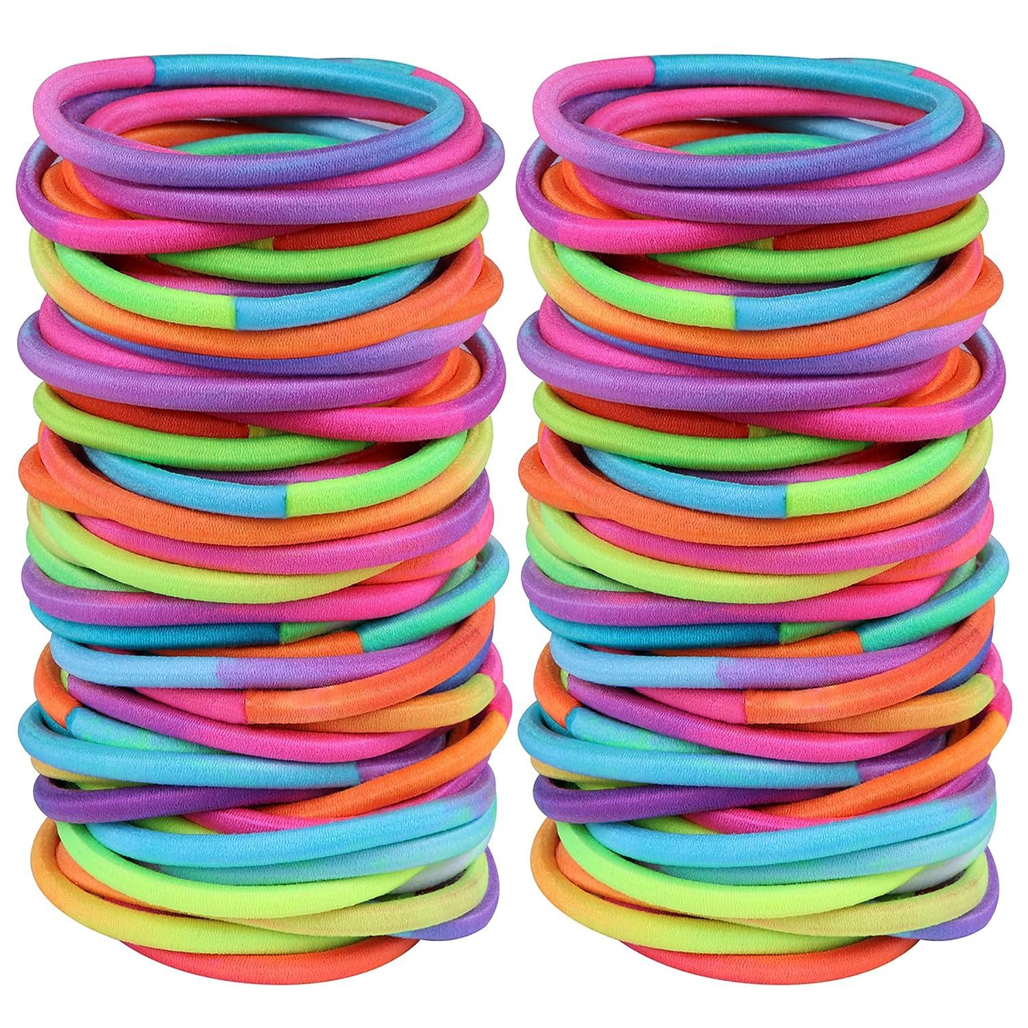 10/50 stuks 4mm Mix Kleur Zwart Geen schade Elastieken Haarbanden Bands Leagues Paardenstaarten Houders voor Mannen Vrouwen Meisjes en Jongens Bulk: XXS / Roze