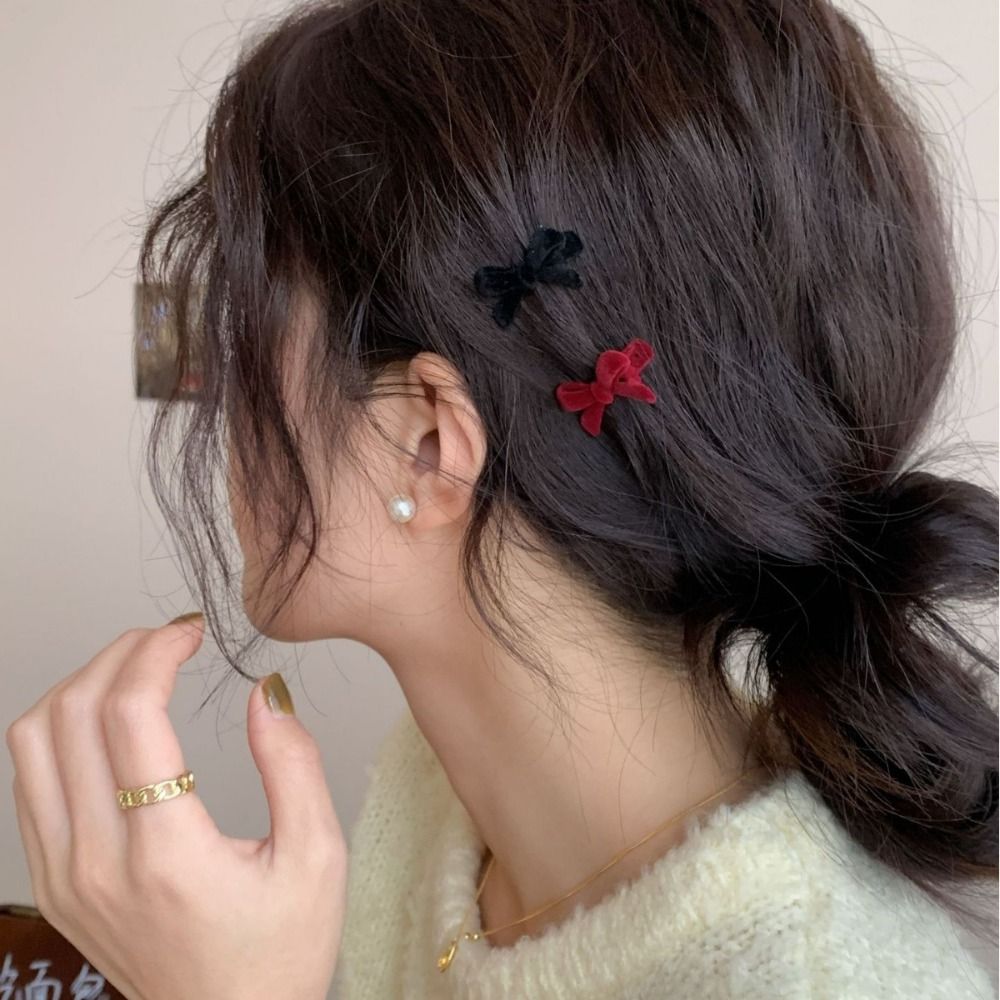 Horquilla de terciopelo con lazo para mujer, accesorios para el cabello, herramientas de peinado, pinzas para el cabello con lazo, Mini horquillas