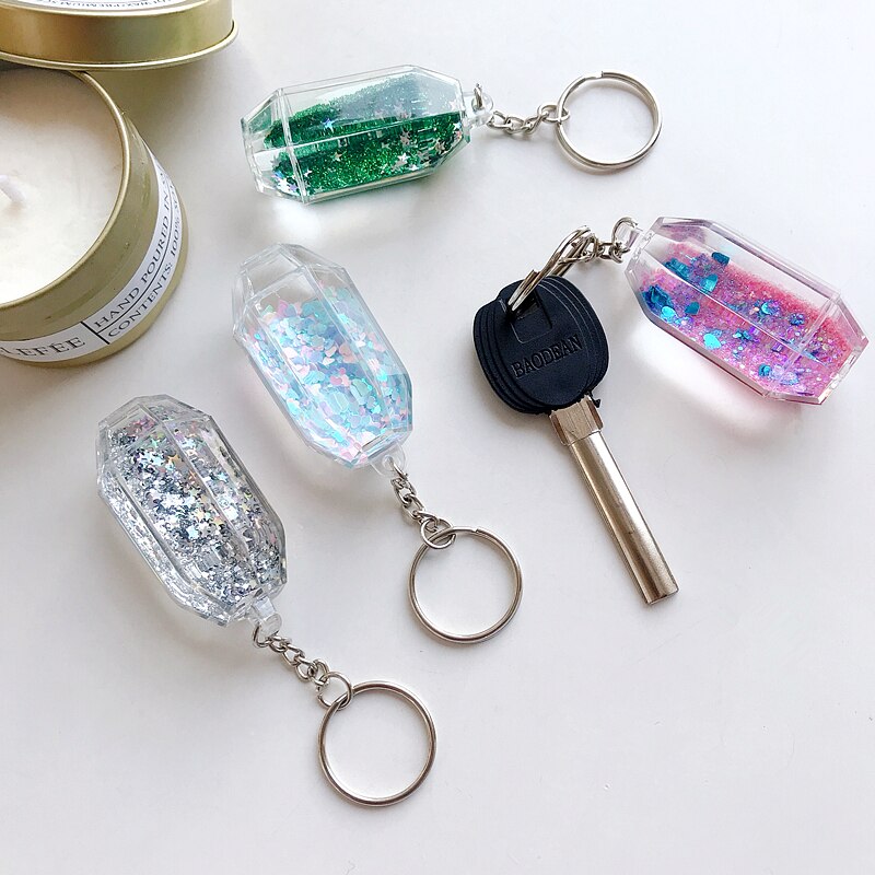 Liquid Keyring Glitter Quicksand Keyring Acrylic Key Fob Backpack Pendant Couples Women Men Boyfriend Friend Keychain