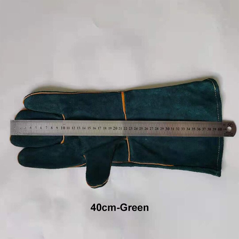 Guanti anti-morso guanti di sicurezza in pelle per addestramento di cattura alimentazione canna gatto rettile animali domestici guanti protettivi antigraffio: verde 40cm