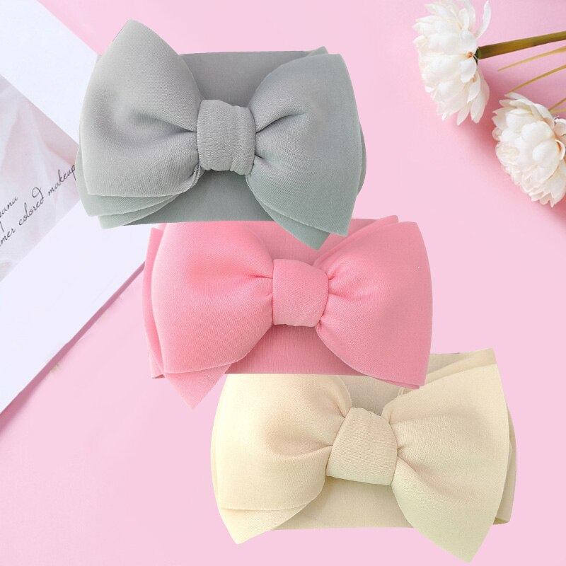 Turban à gros nœud pour bébé fille, bandeau large et doux, élastique pour -né, accessoires pour cheveux, , 3 pièces/ensemble: style G02