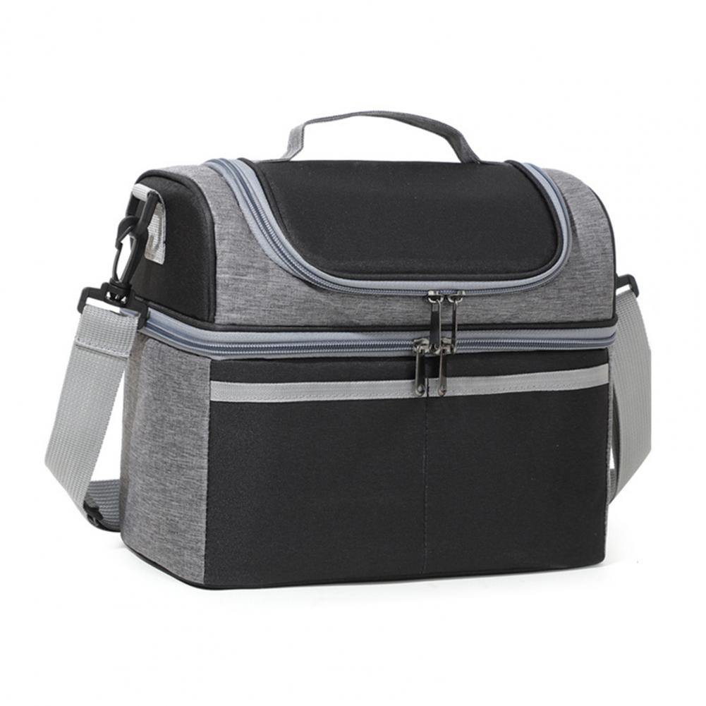 Insulated Lunch Bag Double Deck Lunch Cooler Bag Leakproof Meal Carrier Expandable Lunch Box Reusable Cooler Bag with Pocket: Red
